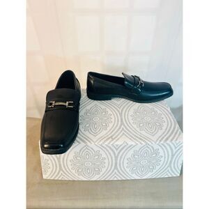 Akademiks Black Slip On Square Toe Comfort Buckle Loafer Dress Shoe Size 10